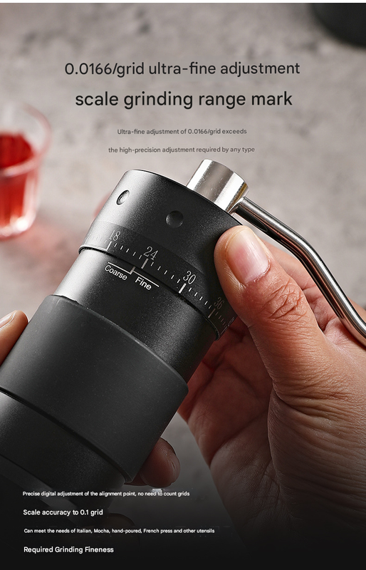 Grey Premium 7-Star Manual Coffee Grinder - Portable Bean Mil(R60pro)