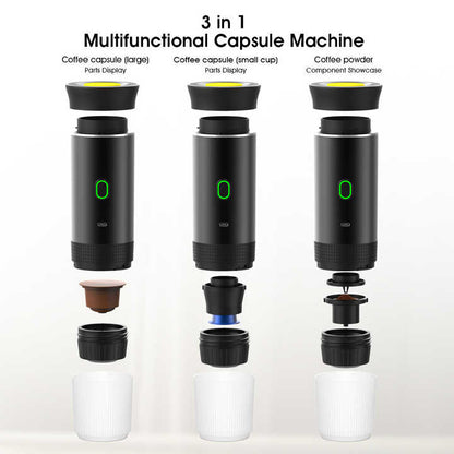 White Portable Espresso Coffee Machine - Universal 3-in-1 Capsule, Coffee Powder, and Espresso Maker