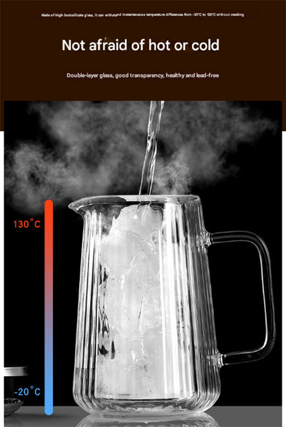 Transparent Elegant Ribbed Double Wall Glass French Press - 350ml Heat Resistant Coffee and Tea Maker with Stainless Steel Filter