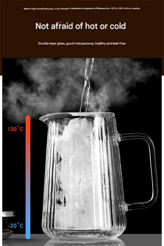 Transparent Elegant Ribbed Double Wall Glass French Press - 1000ml Heat Resistant Coffee and Tea Maker with Stainless Steel Filter